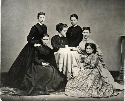 Maria Mitchell’s first group of six astronomy students, known as the Hexagon. Mary Whitney, Maria Mitchell’s successor, is seated in the center.