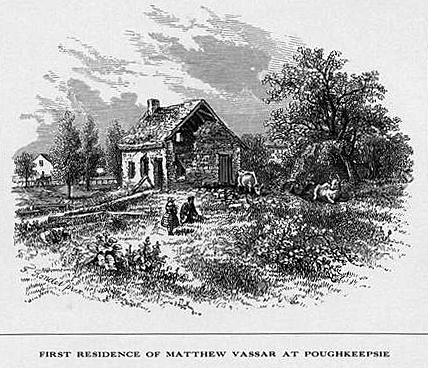 The Vassars’ first home in Poughkeepsie, drawn by Benson Lossing